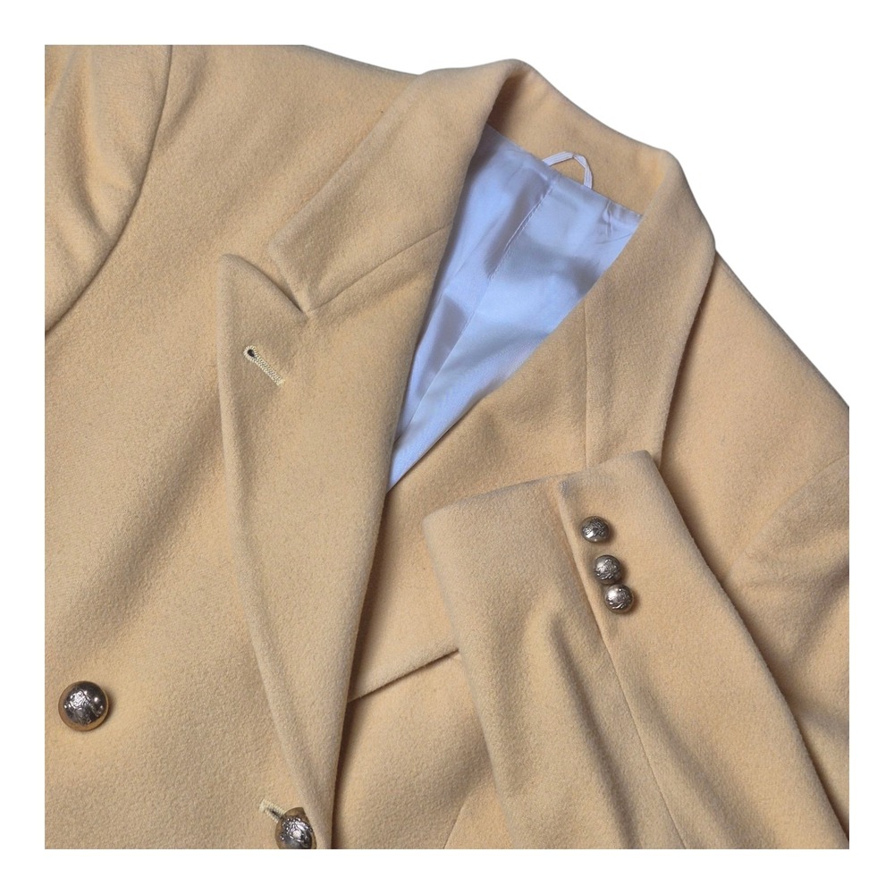 VTG Burberrys Wool Cashmere Blazer Womens 8 Yellow Double‎ Breasted Made in USA